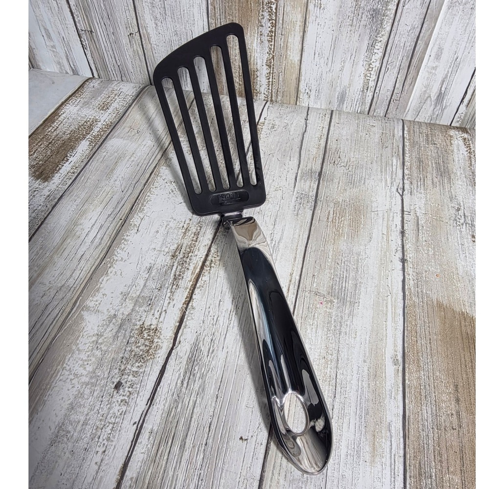 All-Clad Slotted Turner Spatula Stainless Steel Handle Black Nylon Head T134